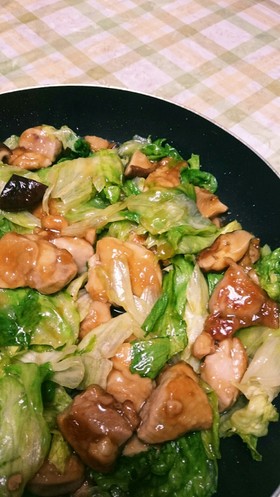 鶏もも肉とレタスの甘辛炒め☆